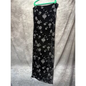 Bernie of New York Silk Rayon Velvet Floral Burnout Scarf Shawl Black Whimsigoth